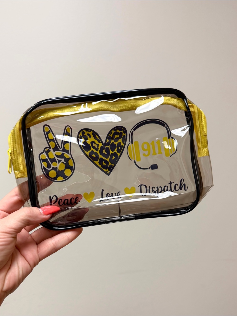911 Emergency Dispatcher Gift 💛 Clear PVC Makeup Bag Cosmetics Case - Picture 4 of 9